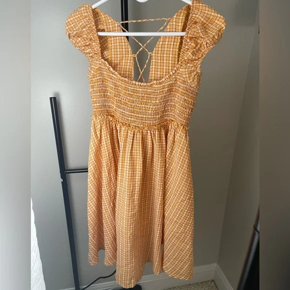 Free People | Dresses | Orange Dress Free People Gingham Smocked Dress Size  Xs | Poshmark